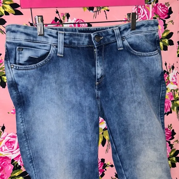 Miss sixty Super flare blue denim jeans pants NWt big bell bottoms 32”