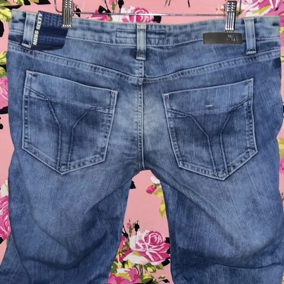 Miss sixty Super flare blue denim jeans pants NWt big bell bottoms 32”