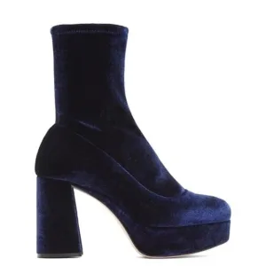 Miu Miu Blue Velvet Platform Boots Size 36