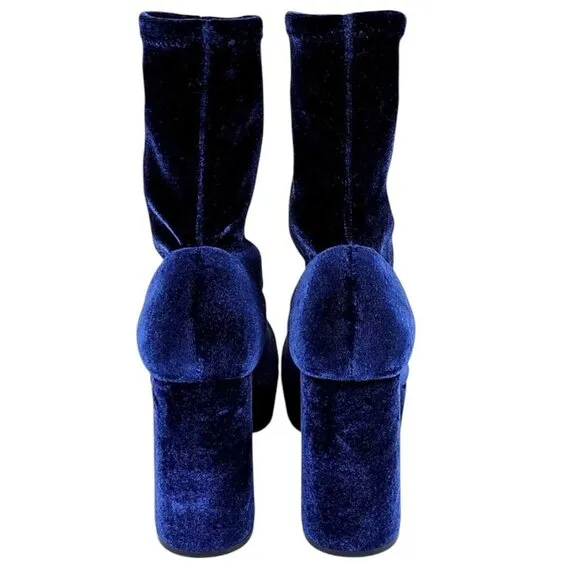 Miu Miu Blue Velvet Platform Boots Size 36