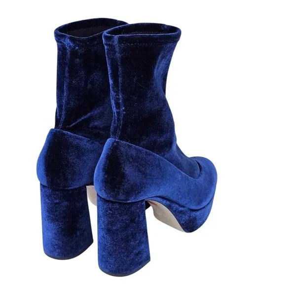 Miu Miu Blue Velvet Platform Boots Size 36