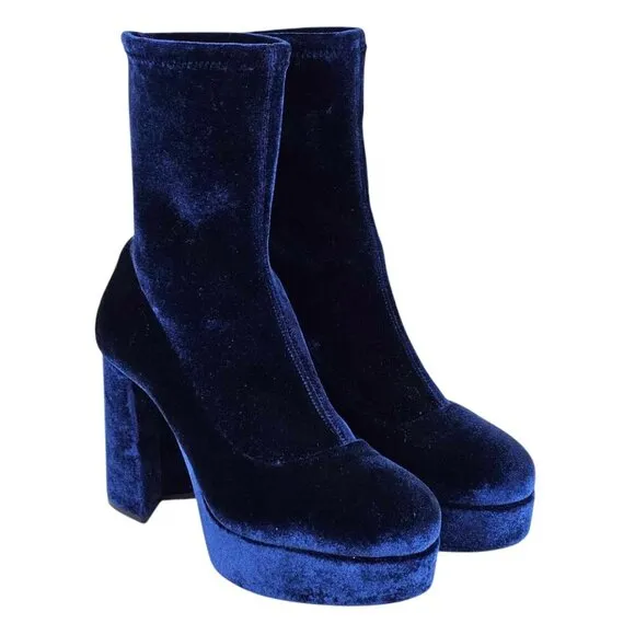 Miu Miu Blue Velvet Platform Boots Size 36