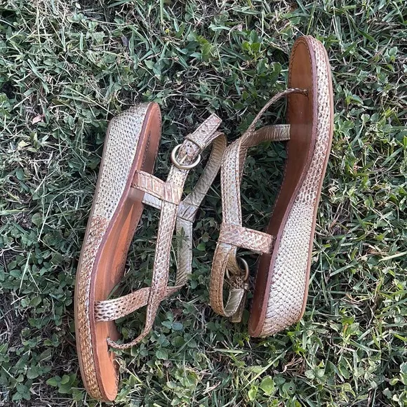 Miu Miu Gold Strappy Wedge Sandals
