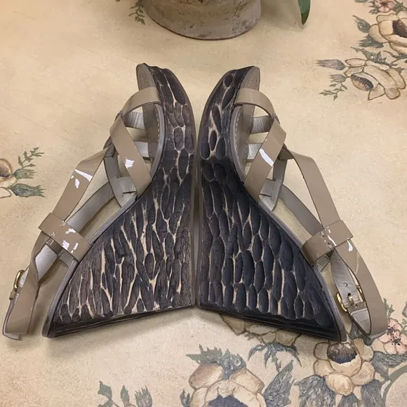 Miu Miu Nude Strappy Leather Wedge Sandals Size 39.5