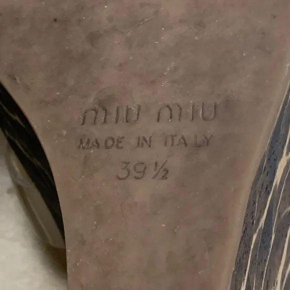 Miu Miu Nude Strappy Leather Wedge Sandals Size 39.5