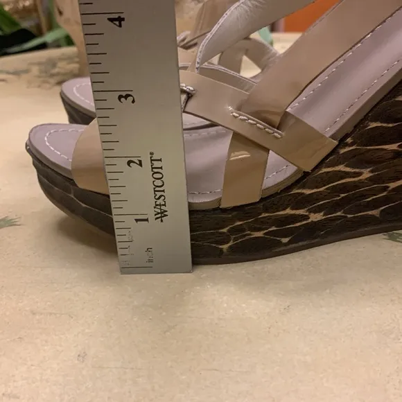 Miu Miu Nude Strappy Leather Wedge Sandals Size 39.5