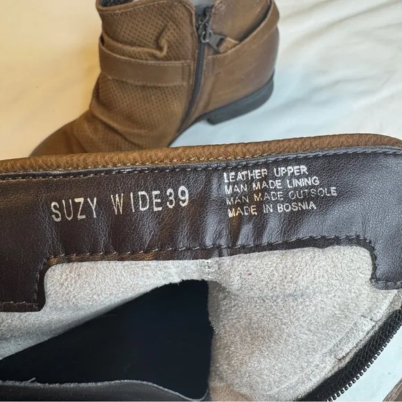 Miz Mooz Leather Ankle Boots Slouch Zipper Buckle