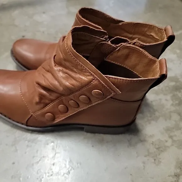Miz Mooz Leather Ankle  Heel Boot  Pumpkin Size 41
