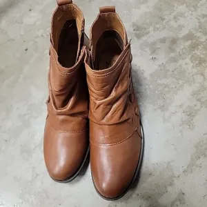 Miz Mooz Leather Ankle  Heel Boot  Pumpkin Size 41