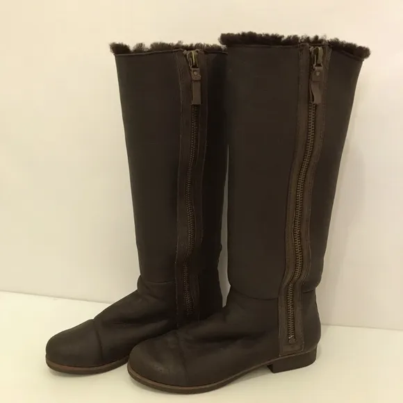 Modern Vintage Women's Leather Equestrian Riding Boots Brown Size 37.5/US 7