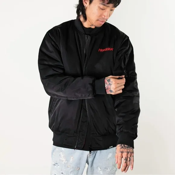 Monstercat Racing Bad Kitty Bomber Jacket Writing on back Mens small