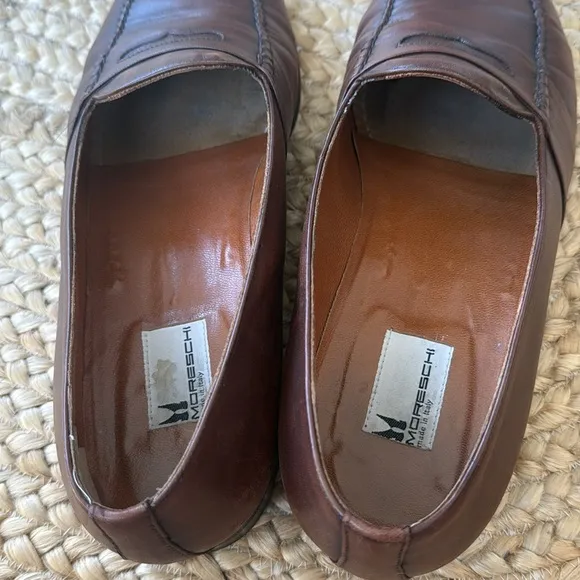 Moreschi 1960s Brown Italian Leather Penny Slip On Loafers | Preppy
