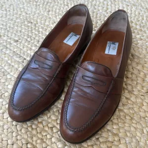 Moreschi 1960s Brown Italian Leather Penny Slip On Loafers | Preppy
