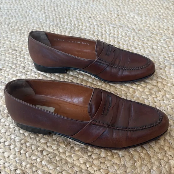Moreschi 1960s Brown Italian Leather Penny Slip On Loafers | Preppy