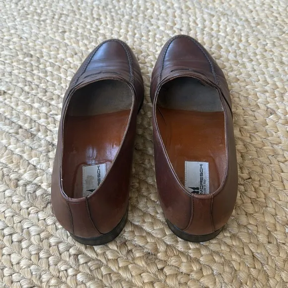 Moreschi 1960s Brown Italian Leather Penny Slip On Loafers | Preppy