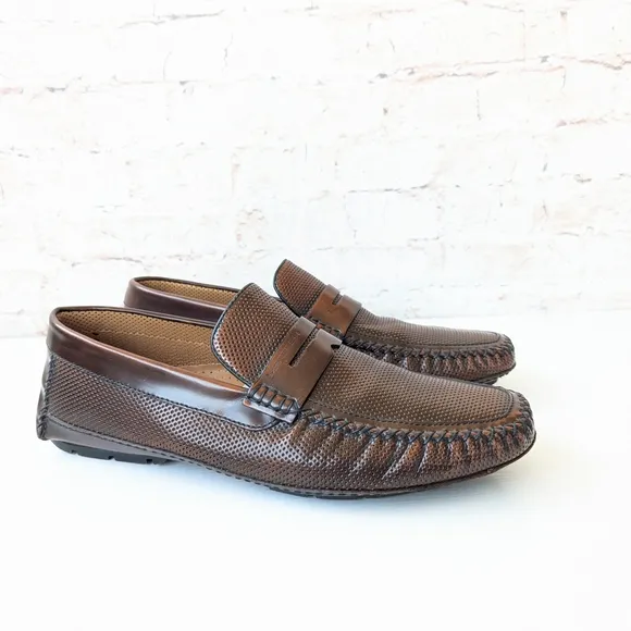 Moreschi Brown Leather Slip-On Loafers