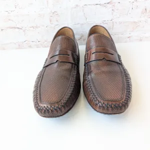 Moreschi Brown Leather Slip-On Loafers