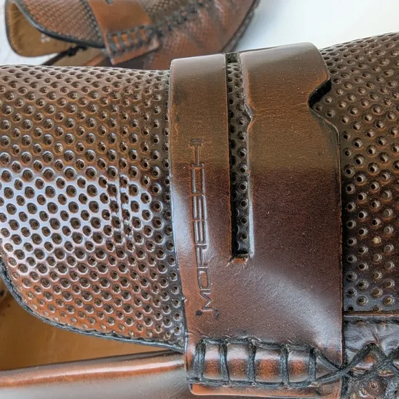 Moreschi Brown Leather Slip-On Loafers