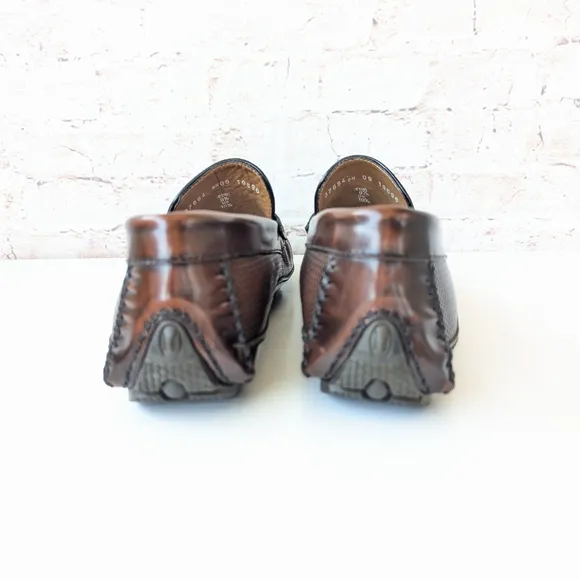 Moreschi Brown Leather Slip-On Loafers