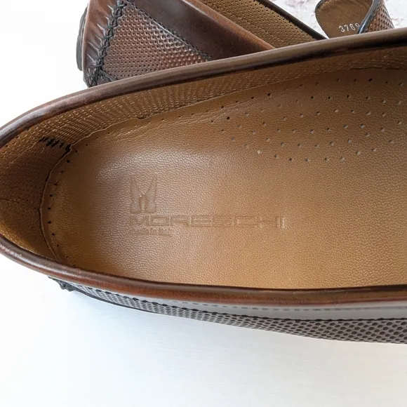 Moreschi Brown Leather Slip-On Loafers