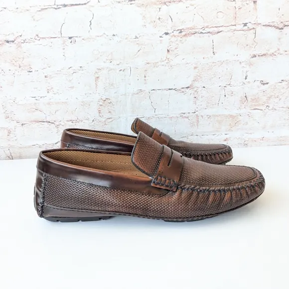 Moreschi Brown Leather Slip-On Loafers