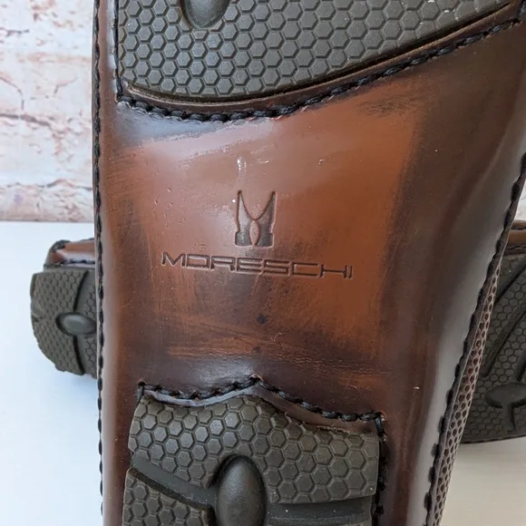 Moreschi Brown Leather Slip-On Loafers