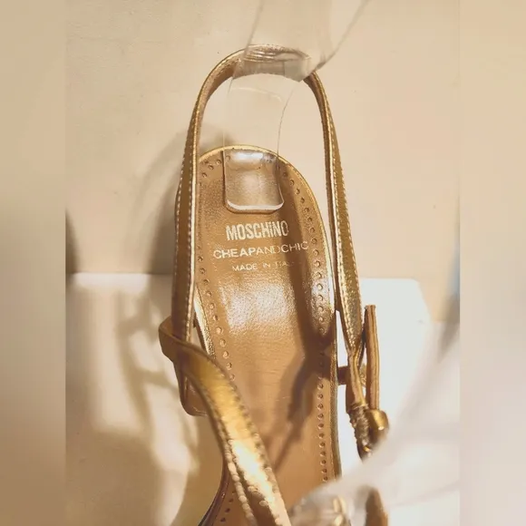 Moschino Cheap &amp; Chic Gold Strappy Stiletto Heel Sandals Sz.8/38.5 Ret.475