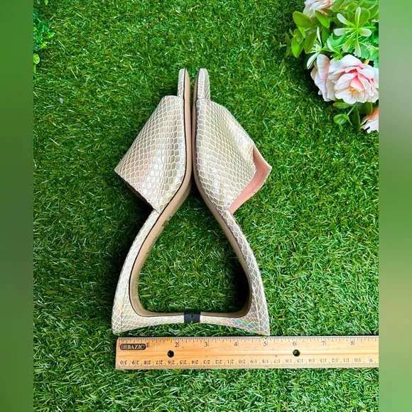Moschino Women's Gold Snake Slide Sandals size 37 US 7 new( missing Letter Logo)