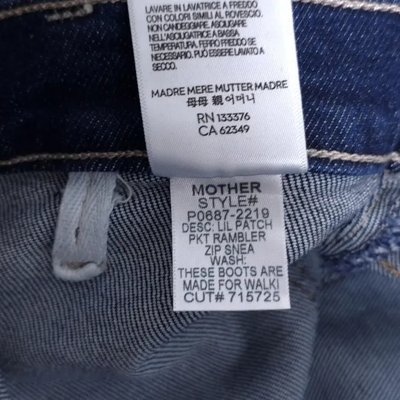 MOTHER The Lil Rambler Patch Pocket High Waist Straight Leg Jeans Size 27