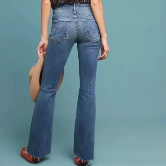 Mother The Weekender Fray in Not Rough Enough Blue Flared Size 30 NWOT
