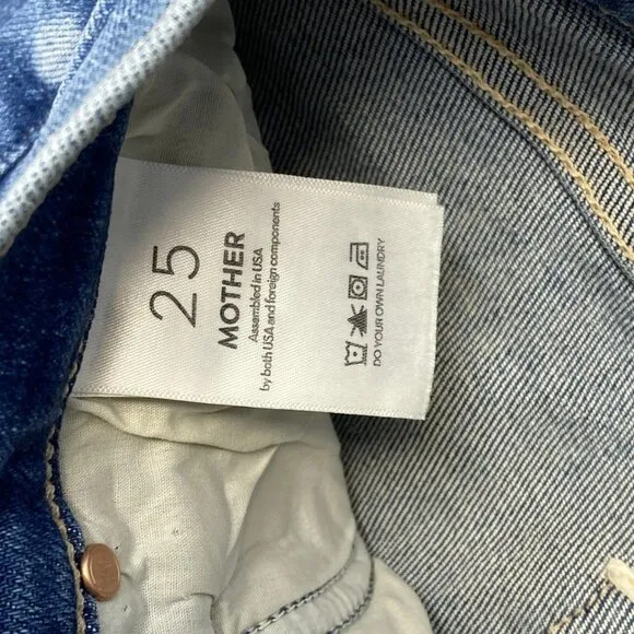 Mother Women's The Mid-Rise Dazzler Ankle Fray Jeans – Size 25 – Blue – Skinny
