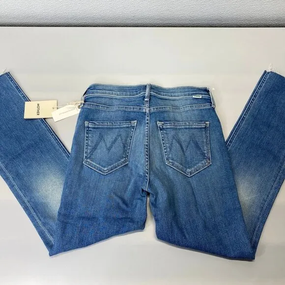 Mother Women's The Mid-Rise Dazzler Ankle Fray Jeans – Size 25 – Blue – Skinny