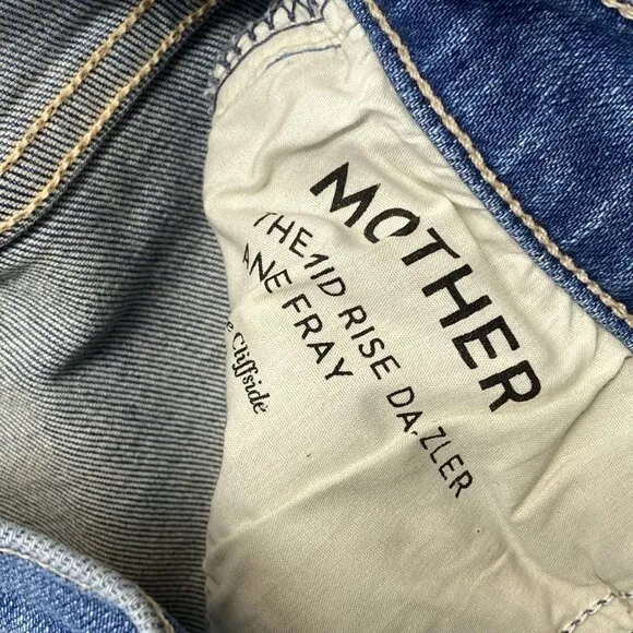 Mother Women's The Mid-Rise Dazzler Ankle Fray Jeans – Size 25 – Blue – Skinny