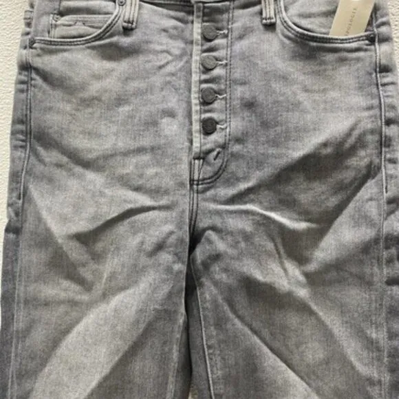 Mother Womens The Pixie Dazzler Ankle Fray Jeans Size 25 x 27 Digging Dirt Grey