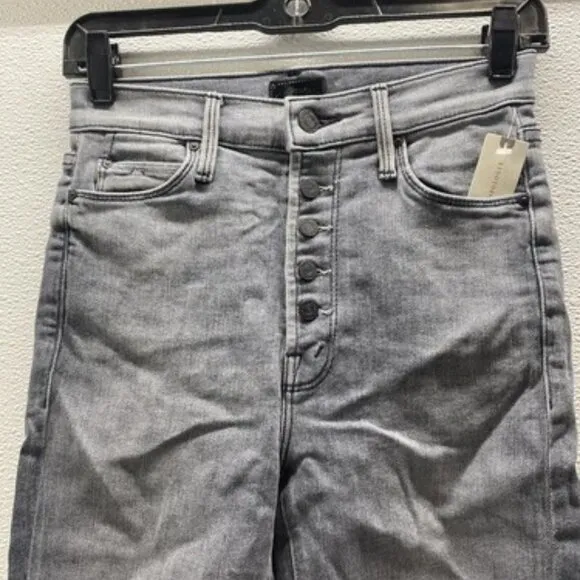 Mother Womens The Pixie Dazzler Ankle Fray Jeans Size 25 x 27 Digging Dirt Grey