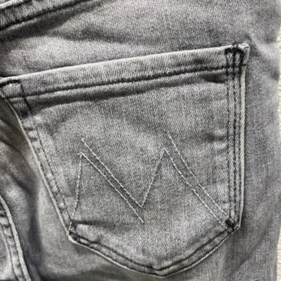 Mother Womens The Pixie Dazzler Ankle Fray Jeans Size 25 x 27 Digging Dirt Grey