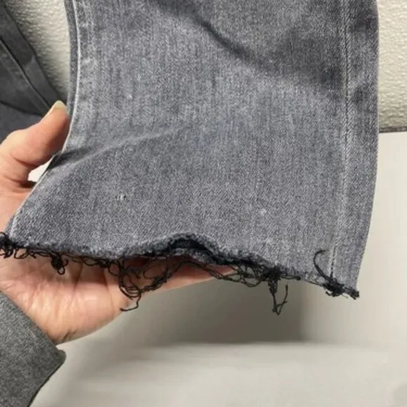 Mother Womens The Pixie Dazzler Ankle Fray Jeans Size 25 x 27 Digging Dirt Grey
