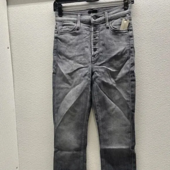 Mother Womens The Pixie Dazzler Ankle Fray Jeans Size 25 x 27 Digging Dirt Grey