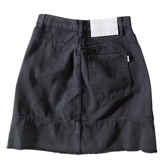 MSGM Milano Denim Mini Skirt in Black Made in Italy