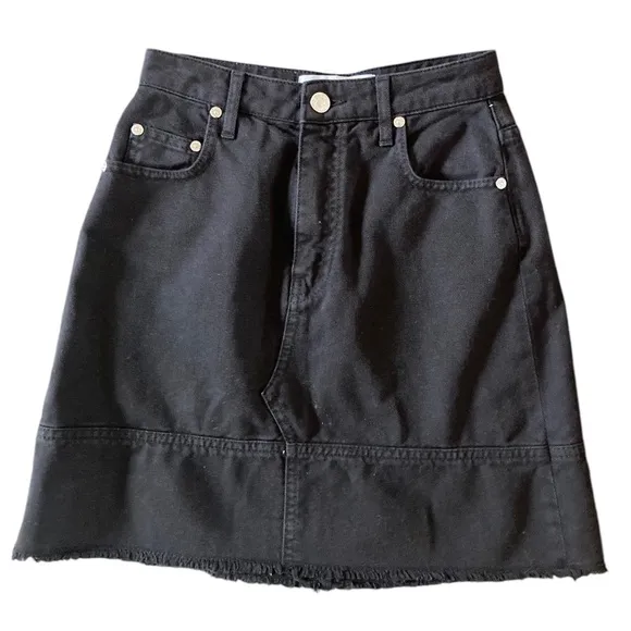 MSGM Milano Denim Mini Skirt in Black Made in Italy