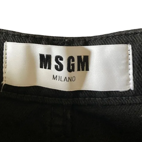 MSGM Milano Denim Mini Skirt in Black Made in Italy