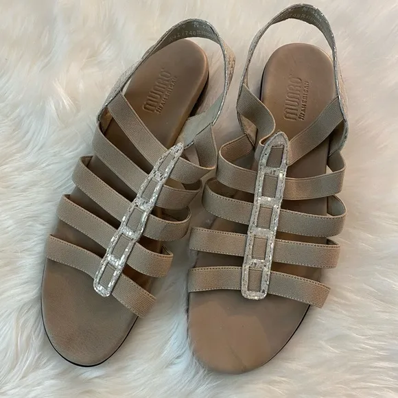 Munro tan and champagne strappy sandal, Sz. 9.5