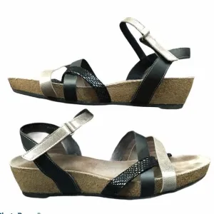 MUNRO Cork Wedge Strappy Leather Sandals Summer Shoes 11