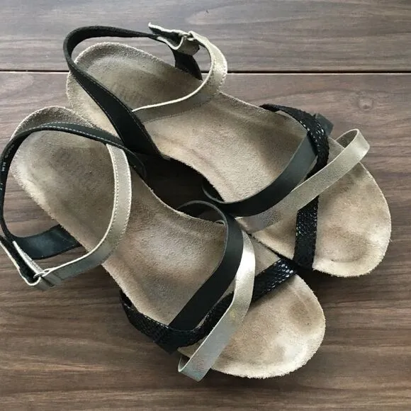 MUNRO Cork Wedge Strappy Leather Sandals Summer Shoes 11