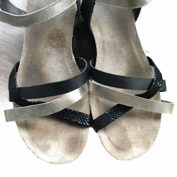 MUNRO Cork Wedge Strappy Leather Sandals Summer Shoes 11