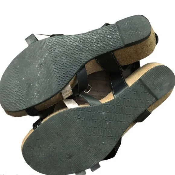 MUNRO Cork Wedge Strappy Leather Sandals Summer Shoes 11
