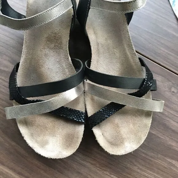 MUNRO Cork Wedge Strappy Leather Sandals Summer Shoes 11