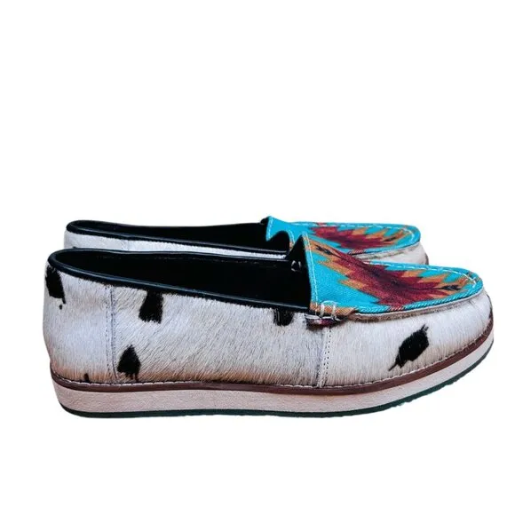 Myra Cambria Size 8 Loafers Hair Calf Aztec Southwest Western Shoe Slip On