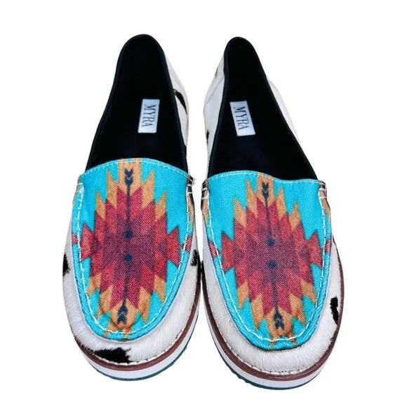Myra Cambria Size 8 Loafers Hair Calf Aztec Southwest Western Shoe Slip On