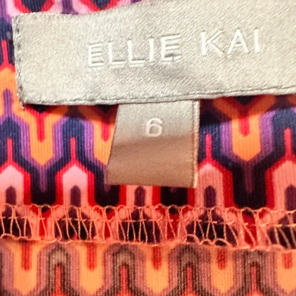 NANTUCKET RED Ellie Kai Blur Red Geometric Women’s Long Sleeve Dress Size 6